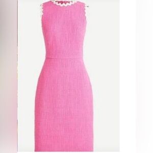 NWT JCrew J Crew Tweed Scallopped Sleeveless Dress 6T 6 Tall Pink Tall New White